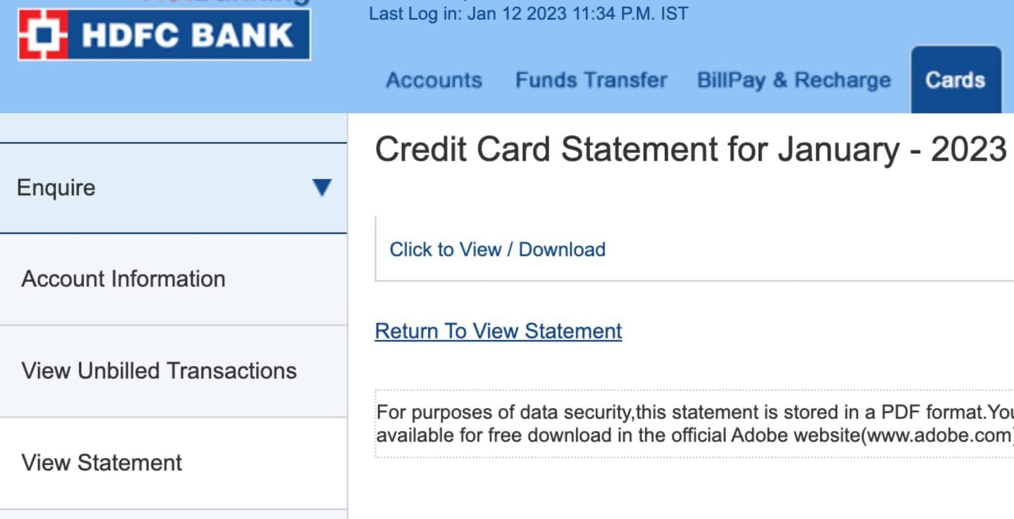 How to open HDFC credit card statement (PDF password)
