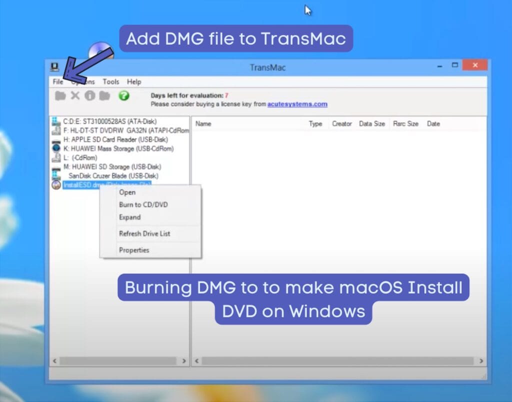 burn dmg to DVD and create macOS installer  