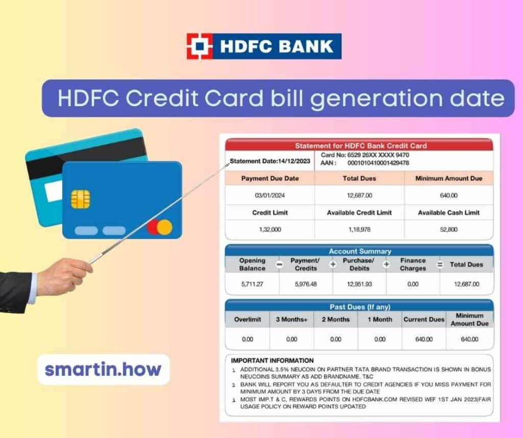 HDFC credit card bill generation date